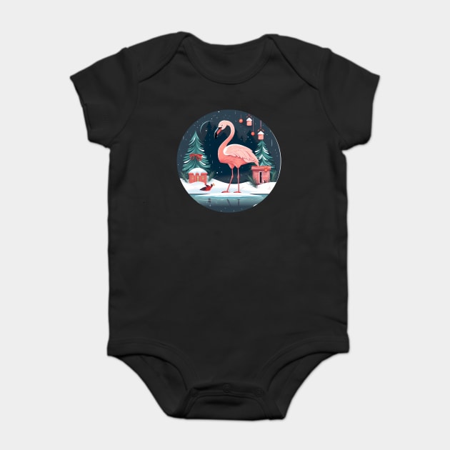 Flamingo Flock Sunset, Love Flamingos Baby Bodysuit by logiamerch